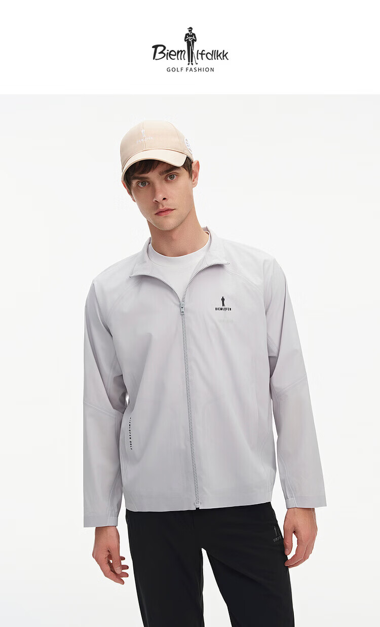 Biyinlefen Golf [UV Protection] Spring Summer Men's Sports Casual Fashion Versatile Stand Collar Stretch Comfortable Jacket 1